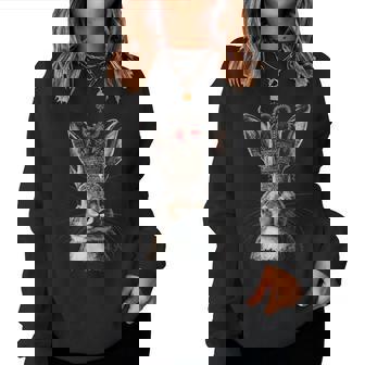 Bunny Rabbit With King Queen Crown Women Sweatshirt | Mazezy