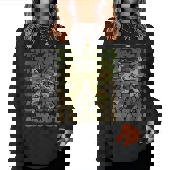 Camo Teach Coquette Bow Retro Groovy Camouflage Teacher Women Sweatshirt | Seseable FR