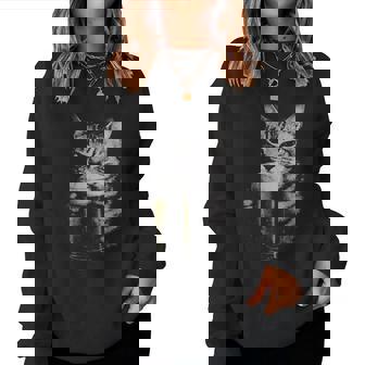 Cat Beer Y2k Vintage 90S Cats Meme Fun Kitty Drunk Women Sweatshirt | Seseable UK