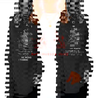 Cat Drink Coffee I Love The Smell Of Anti Murder Juice Women Sweatshirt - Thegiftio