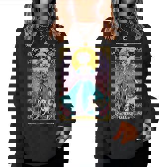 Cat Lady Tarot Card Skeleton Woman Cat Lover Women Sweatshirt - Thegiftio