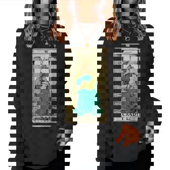 Cat Lady Tarot Card Vintage Gothic Deck Reader Lover Women Women Sweatshirt | Seseable FR