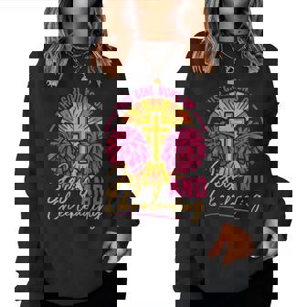 Cheer Cheerleading Jesus Faith Christian This Girl Runs On Women Sweatshirt - Monsterry