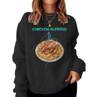 Chicken Alfredo Meme Bootleg Rap Style 90S Vintage Women Sweatshirt - Monsterry