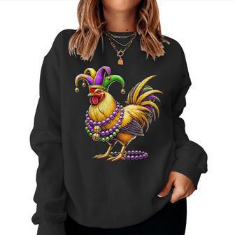 Chicken Beads Mardi Gras Carnival Farming Farmer Animal Women Sweatshirt - Monsterry