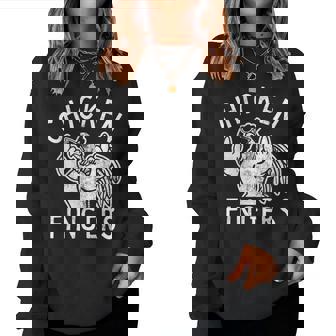 Chicken Fingers Middle Fingers Chicken Women Sweatshirt - Thegiftio