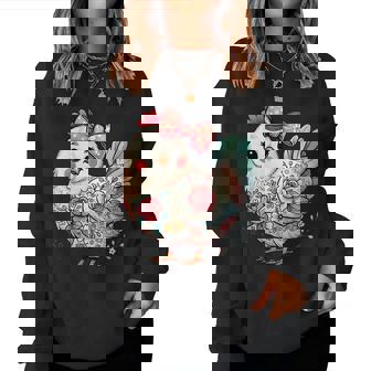 Chicken Lover Girls Floral Flower Bow Cute Hen Chicken Women Sweatshirt - Thegiftio