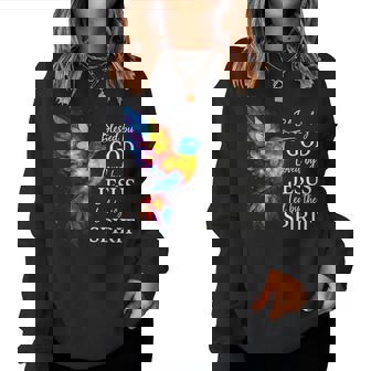 Christian Blessed By God Loved By Jesus Floral Hummingbird Women Sweatshirt - Thegiftio