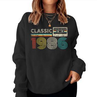 Classic 1986 Vintage 1986 Cassette Tape Birthday Women Sweatshirt - Thegiftio UK