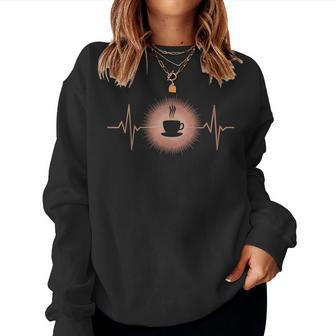 Coffee Cup Heartbeat Coffee Lover Women Sweatshirt - Monsterry
