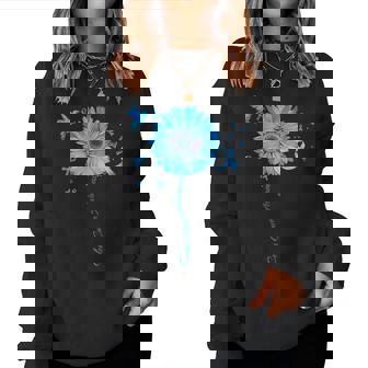 Colon Cancer Awareness Colorectal Blue Ribbon Sunflower Women Sweatshirt - Thegiftio