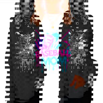 Cool Baseball Mom Neon Drip Sports Fan Women Sweatshirt - Thegiftio