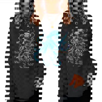 Cool Blue Octopus Women Sweatshirt - Thegiftio