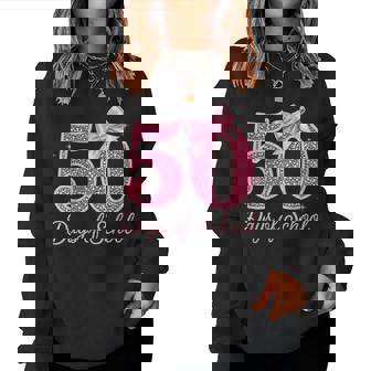 Coquette Bow 50 Days Happy 50Th Day Of School Teacher Women Sweatshirt - Thegiftio