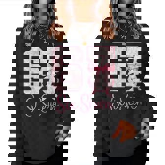 Coquette Bow Number 67 Meme Pink Floral Girls Women Sweatshirt | Seseable CA