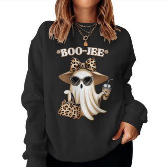 Coquette Leopard Ghost Coffee Boo-Jee Halloween Boujee Ghost Women Sweatshirt - Thegiftio