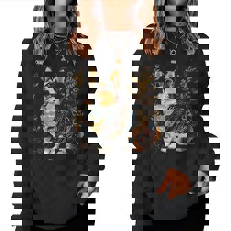 Corgi Dog Vintage Flowers Corgi Mom Women Sweatshirt - Thegiftio