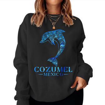 Cozumel Mexico Dolphin Retro Throwback Boys Girls Souvenir Women Sweatshirt - Thegiftio