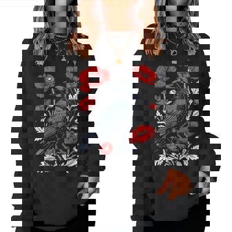 Crow Floral Flower Animal Gothic Birds Animal Crow Women Sweatshirt | Seseable CA