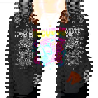 A Crow Left Skull Morning And Flower Incubus View Halloween Women Sweatshirt - Monsterry