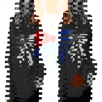 Cuba Cuban Pride Flag Girl Coquette Bow Ribbon Women Sweatshirt - Monsterry