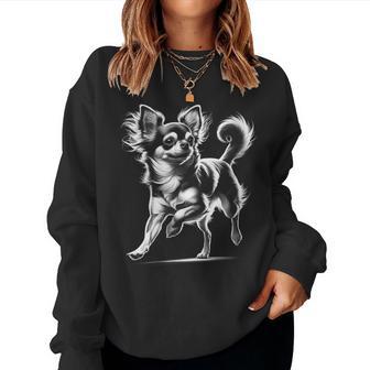 Cute Chihuahua Realistic Drawing Style Women Sweatshirt - Thegiftio UK