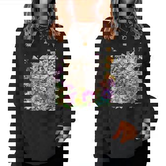 Cute Kittens In Flower Garden Women Sweatshirt - Monsterry