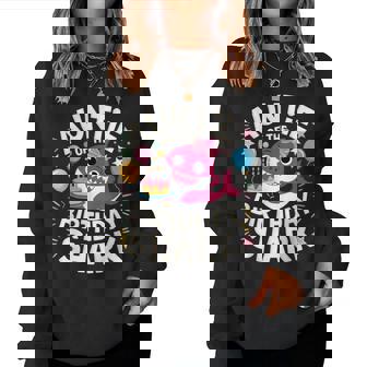 Cute Pink Shark Auntie Of The Shark Birthday For Boys Girls Women Sweatshirt - Monsterry