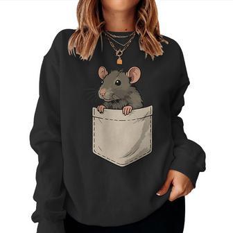 Cute Rat Siting In Pocket Rats Lover For Rat Mama Mouse Women Sweatshirt - Thegiftio UK