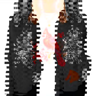 Cute Red Cardinal Flower Bird Animal Lover Girl Women Women Sweatshirt - Thegiftio