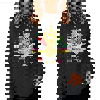 Cute School Turkey Thanksgiving Holiday Teacher Student Women Sweatshirt - Thegiftio