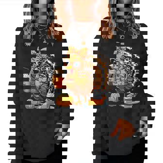 Cute Turkey Drinking Coffee Thanksgiving Turkey Day Women Sweatshirt - Thegiftio