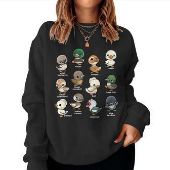 Cute Types Of Duck Waterfowl Animals Of The World Duck Lover Women Sweatshirt - Thegiftio UK