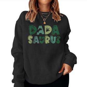 Dada Saurus Dad Dinosaur Three Rex Birthday Boy Girl Family Women Sweatshirt - Thegiftio