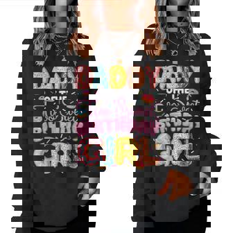 Daddy Of The Two Sweet Birthday Girl Donut 2Nd Birthday Women Sweatshirt - Monsterry