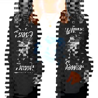 Denim And Diamonds Bow Ladies Girls Cowgirl Jeans Women Sweatshirt - Seseable