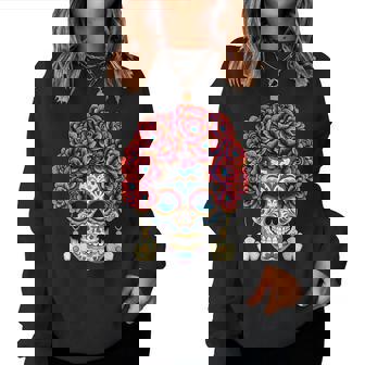 Dia De Los Muertosquelette Floral Coloré Jour Des Morts Sweat-shirt pour femme - Cadeauxyz