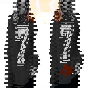 Distressed Vintage Number 7 Women Sweatshirt | Mazezy