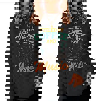 Divertido Country Música Y Café Gráfico Country Music Amante Cuello Sudadera Mujer - Regaloses