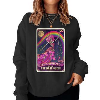 Drag Queen Gay Pride Tarot Card Skeleton Pride Flag Lgbtq Women Sweatshirt - Thegiftio UK