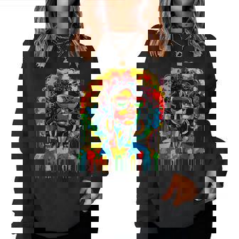 Dripping Black Queen Afro African Melanin Junenth Women Sweatshirt - Monsterry