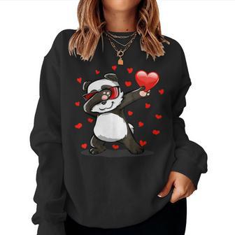 Drôle Dabbing Panda A Des Lunettes Deoleil Et Un Coeur Sweat-shirt pour femme - Cadeauxyz