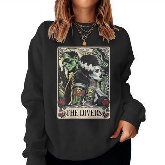 El Monstruo Frankenstein Y La Novia Los Amantes Tarot Card Cuello Sudadera Mujer - Regaloses