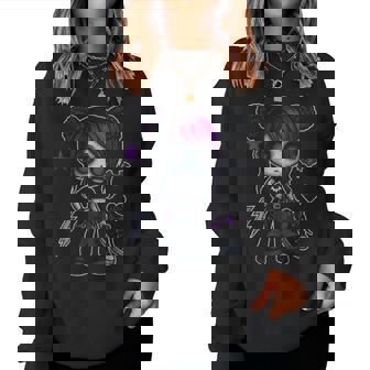 Emo Girl With Purple Highlights And Bat Goth Girl Women Sweatshirt | Mazezy