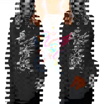 Enduro Flamingo On Motorcycle Women Sweatshirt | Seseable UK