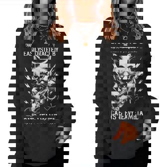 Facilement Distrait Par Les Chats Et Les Métaux Lourds Chat Rock Amusant Sweat-shirt pour femme - Cadeauxyz