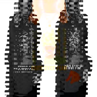 Faith Over Fear Christian Camo African American Afro Women Women Sweatshirt - Thegiftio