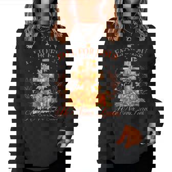 Fall For Jesus He Never Leaves Autumn Christan Women Women Sweatshirt | Seseable CA