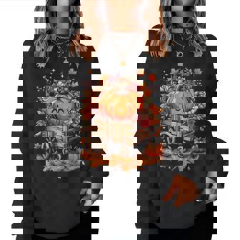 Fall Vintage Pumpkin Autumn Thanksgiving Women Sweatshirt | Mazezy