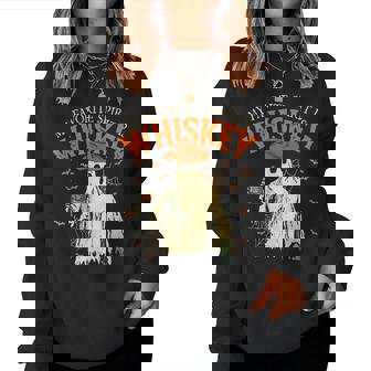 My Favorite Spirit Is Whiskey Halloween Cowboy Ghosts Women Sweatshirt | Seseable CA